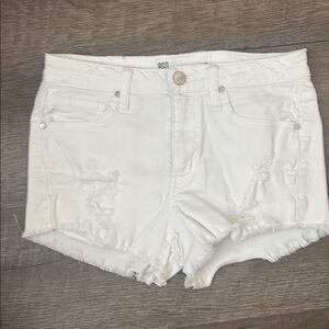 Women's White Distressed Denim Shorts